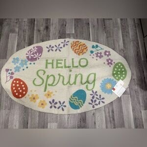 Spring Welcome Mat with Colorful Accents